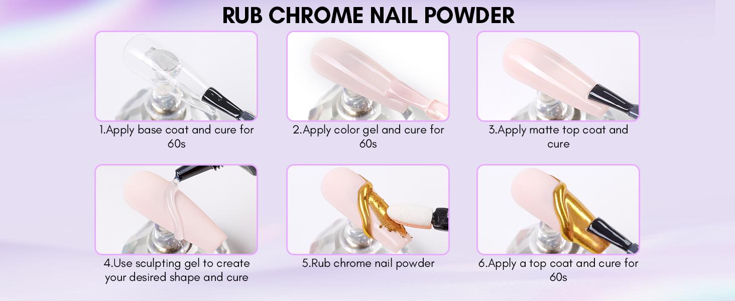 Makartt 3D Nail Gel and Chrome Nail Powder Kit, Sculpting Gel for Nail Art, 15g DIY Craving Gel, No wipe 3D Molding Gel and Metallic Chrome Powder Set for Nails Decoration Manicure Pedicure Use Nail Care Nail Polish