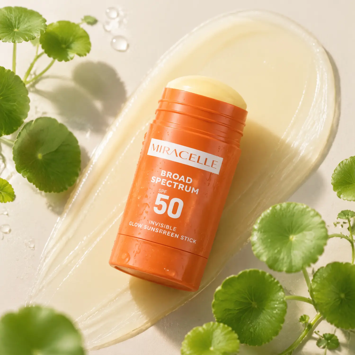 MIRACELLE SPF 50 Compact Sunscreen Stick, Smooth Silky Invisible Glow Finish Facial Sun Protection for Face & Body, Easy Swipe, Mess-Free, Lightweight Daily Beauty Product Sun Safety Essential