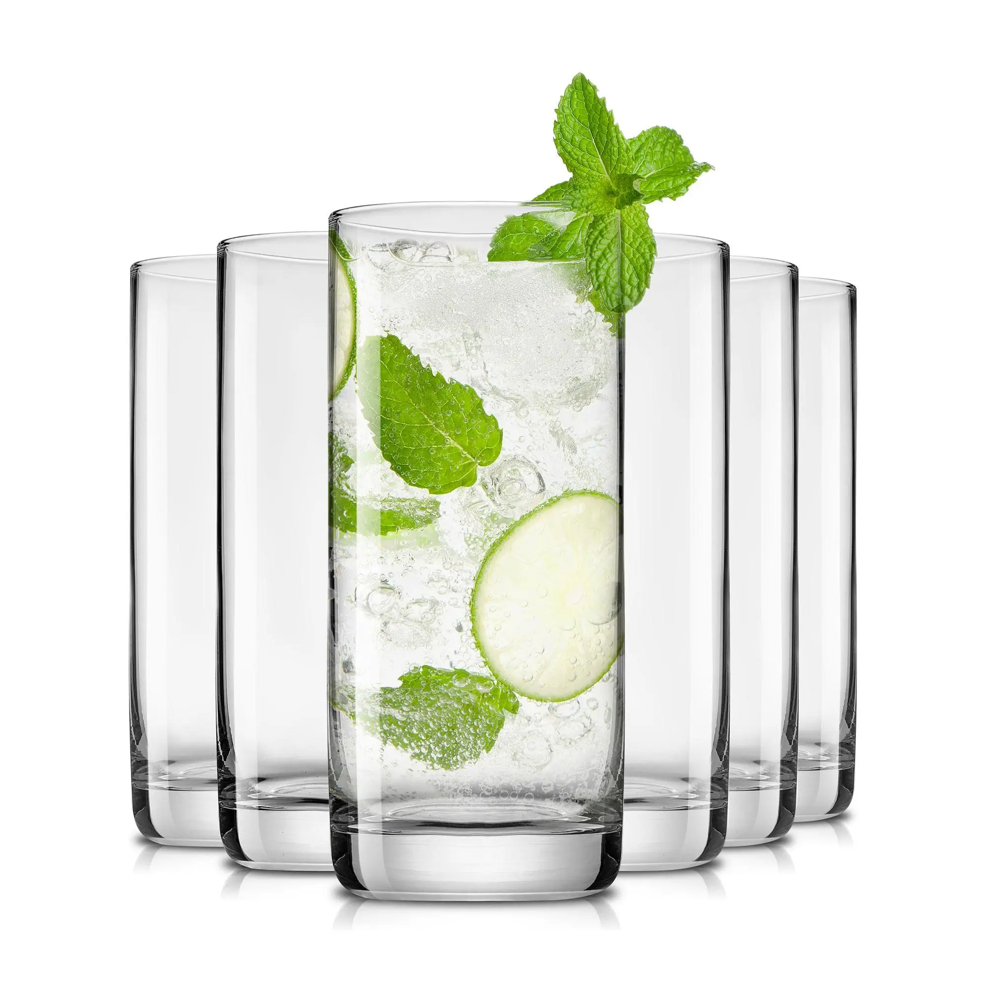 JoyJolt Set of (12) 13-oz Faye Crystal Highball Glasses