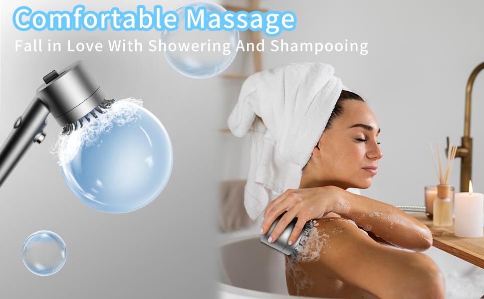 FEELSO Handheld Filter Shower Head High-Pressure Power Wash - 4-Setting Massage Spray, 60" Hose, Chrome Finish, Easy Install, Low Flow, One-Touch Water Stop, Adjustable Pressure, Micro-Technology Nozzles