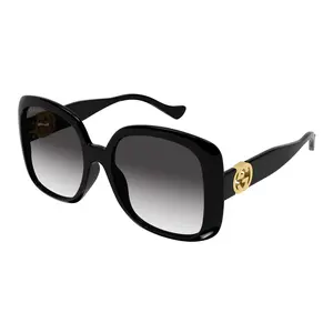 GUCCI Oversized Square Sunglasses with Gold-tone GG Logo & Gradient Lenses | Iconic Designer Style for Everyday Wear