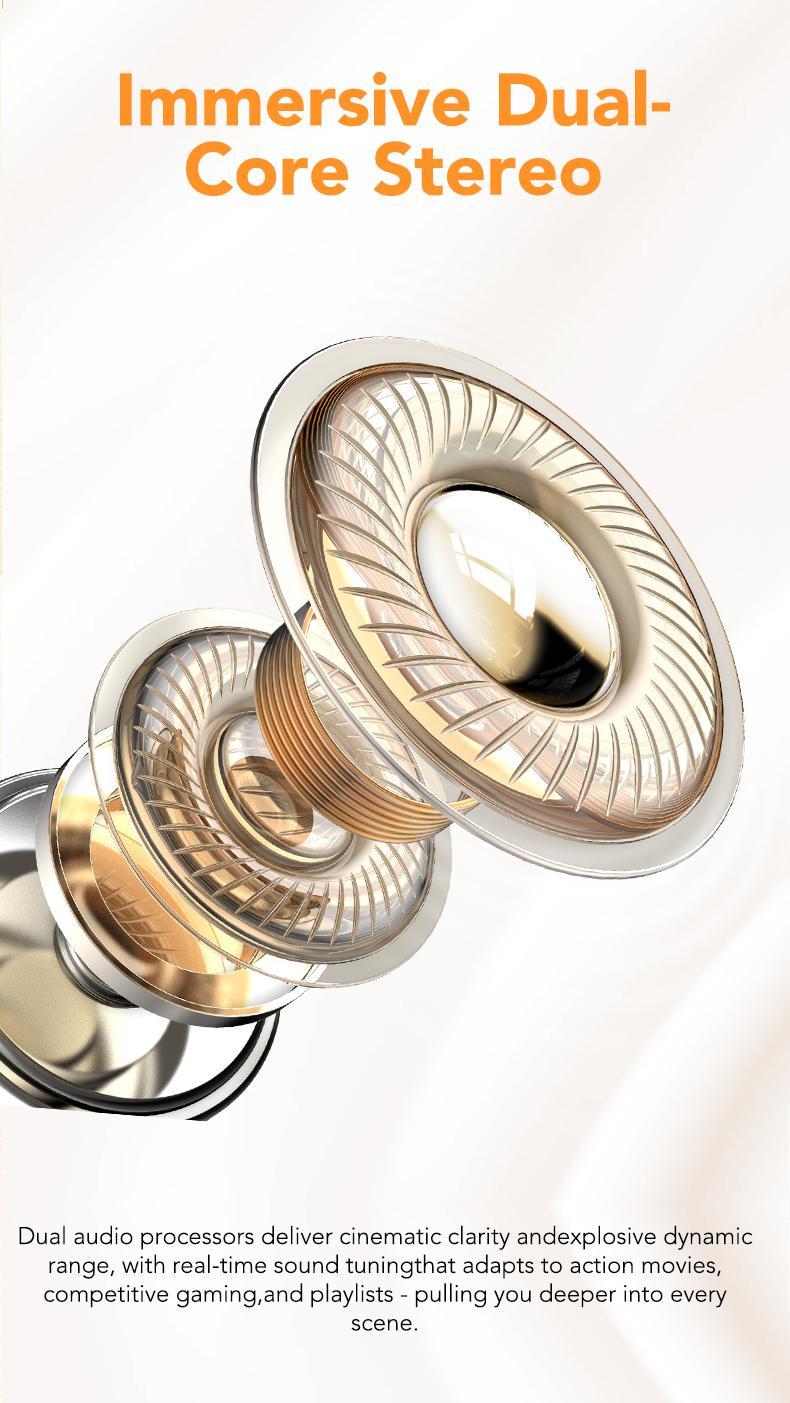 [Valentine's Day] Tukio 2026 M100 Fashion Clip-On Earphones, featuring interchangeable earring accessories, an audio-visual touchscreen, and wireless audio transmission technology. Equipped with Bluetooth 6.0 for faster and more stable connections