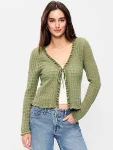 Old Navy Women's Seaside Cotton Tie-Front Cropped Cardigan