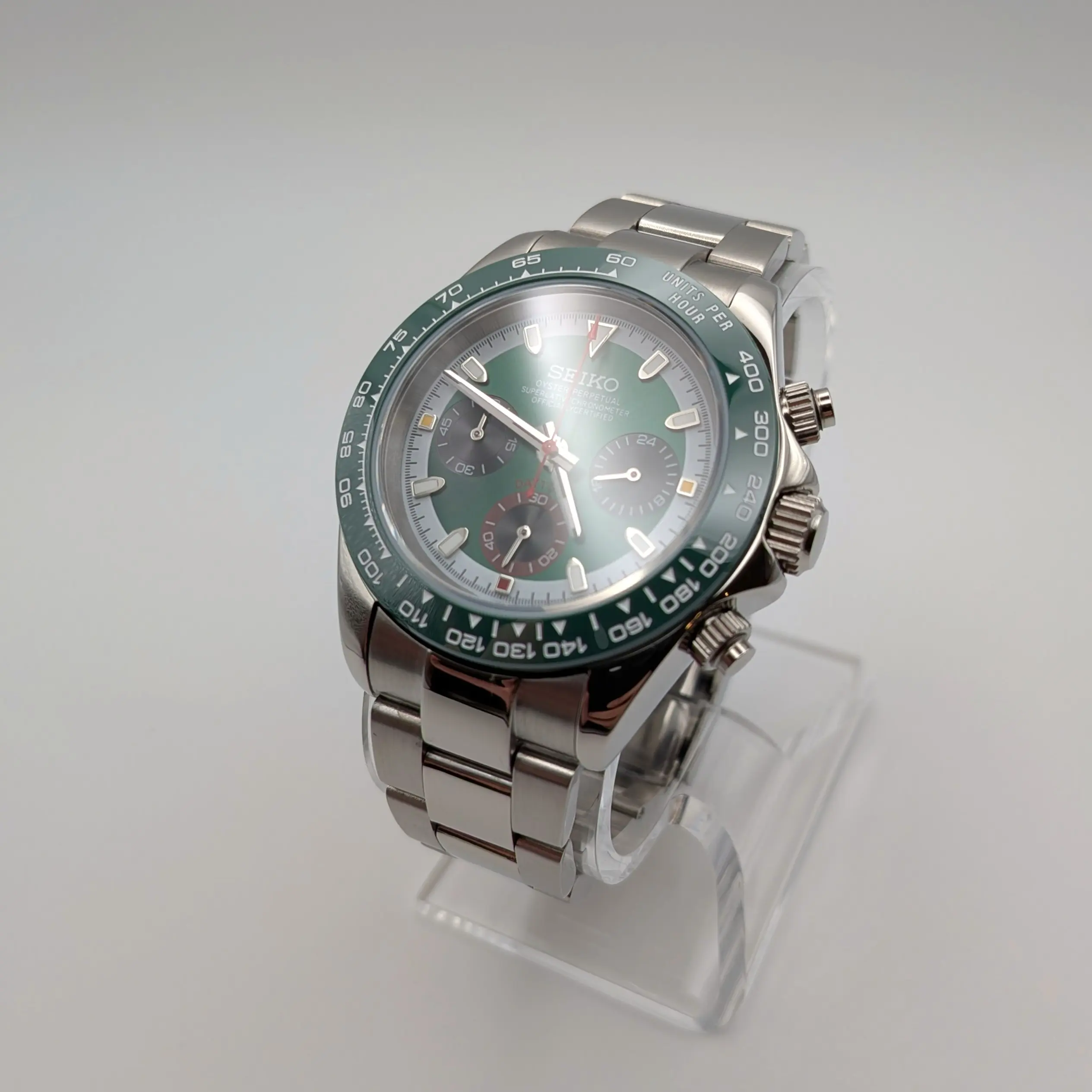 Chronograph Watch | Green Dial & Green Bezel | Stainless Steel