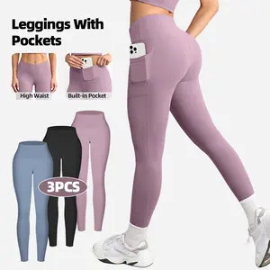 【Fabric upgrade】CHRLEISURE 3PCS High Waist Pants With Pockets Running Yoga Leggings for Women Workout Leggings with Pockets