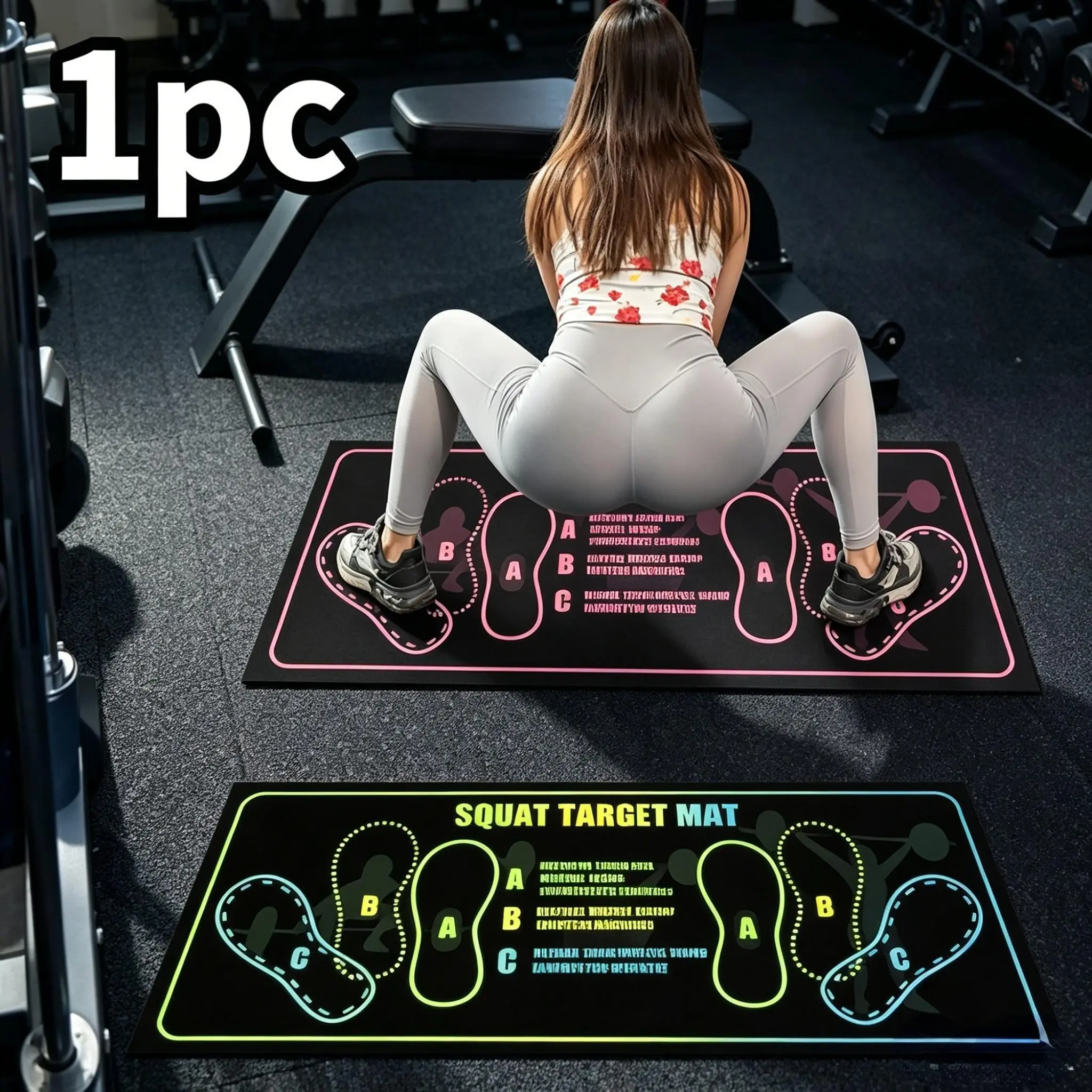 Anti-Slip Squat Training Mat Set, Durable Gym Floor Mats for Home & Gym Use, Mat for Exercise, Fitness Workout Accessories