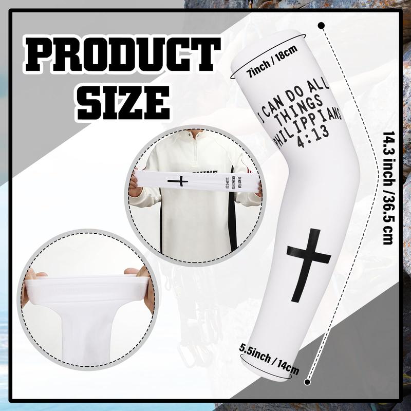 6 Pairs Easter Faith Cross Arm Sleeve Christian Cooling Arm Sleeves  Bible Verses Arm Sleeves for Men Women Football Basketball Baseball Running Cycling Summer Outdoor Activities Protection Arms Easte Basket Stuffer