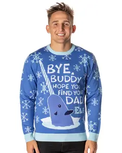 ELF The Movie Men's Mr. Narwhal Bye Buddy Ugly Sweater for Christmas Knit Pullover