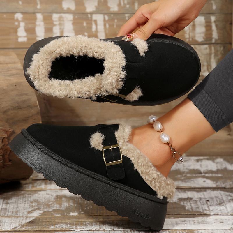 Women's Platform Slippers Adjustable Buckle And Non-Slip For Outdoor Comfort For Winter Wear