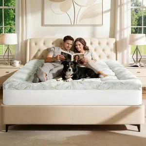 Shilucheng Bamboo 3inch Mattress Topper 8-21 Inch Fit Back Pain Relief Breathable Ultra Soft Quilted Top with Deep Pocket Machine Washable