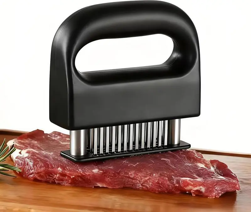48-Needle Stainless Steel Meat Tenderiser - Kitchen Utensil for Juiciness Locking, Instant Tenderizing of Steaks, Chicken, BBQ