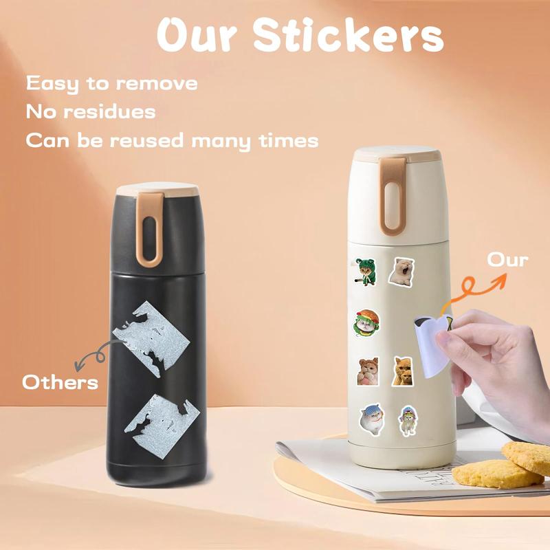 100 Pieces Funny Cat Stickers,Cute Cats Meme Stickers for Water Bottle Laptop, Pet Cat Decal for Luggage Skateboard Bicycle, Vinyl Kitty Animals Sticker