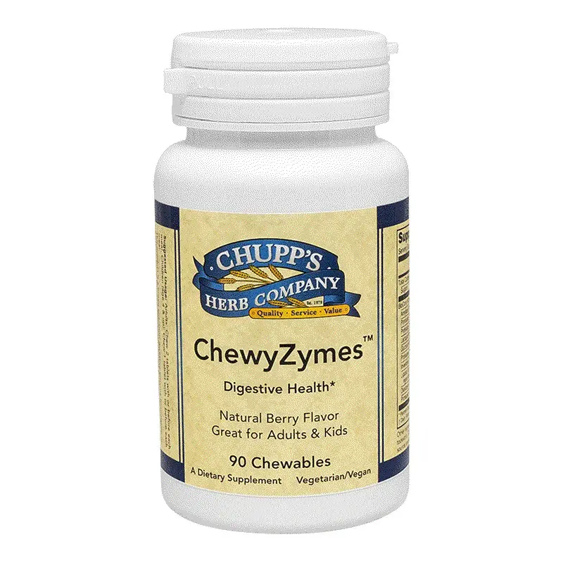 Chupp's Herb Company Chewy Zymes Digestive Health Natural Berry Flavor 90 Chewables for Adults & Kids US Digestive Support