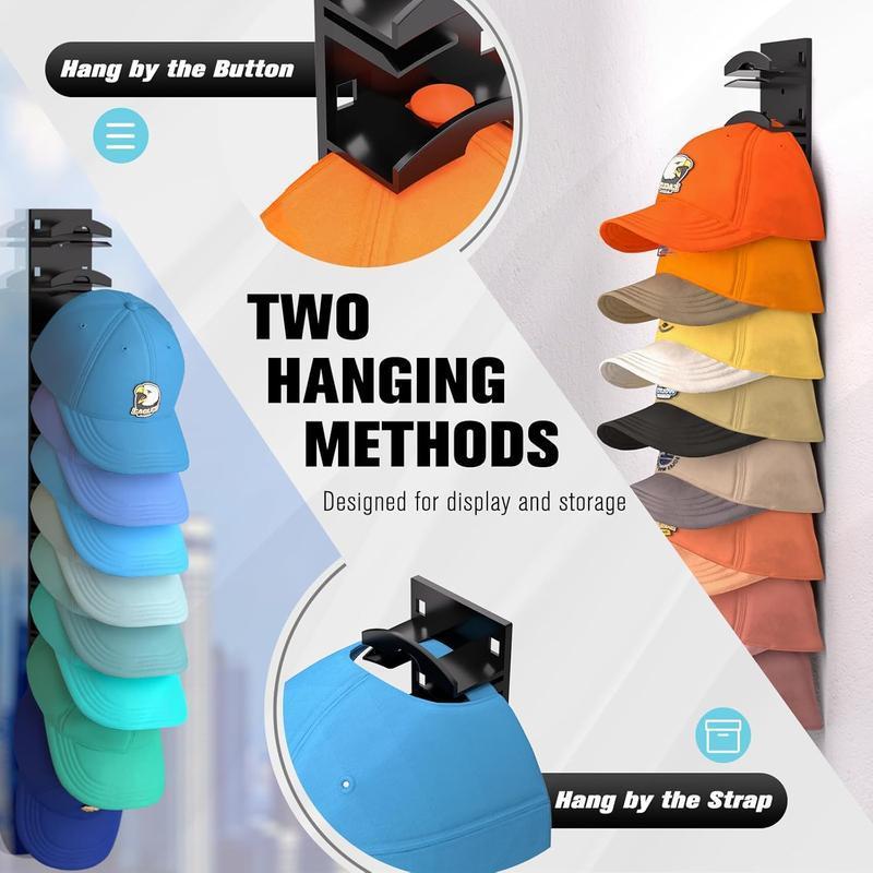 Hat Organizer for Baseball Caps Wall-Mounted Multilayer Adjustable Hat Rack with Strong Adhesive Hold up to 10 Hats for Door Closet Cap Storage tiktok shop deals -YY