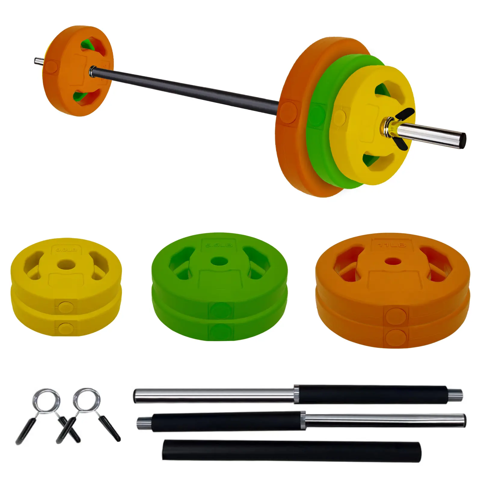 Adjustable Barbell Weight Set with 51-Inch Bar, Multi-Weight Handle Grip Plates for Home Gym, Professional Strength Training Equipment for Squats, Deadlifts, Lunges & Full Body Workouts