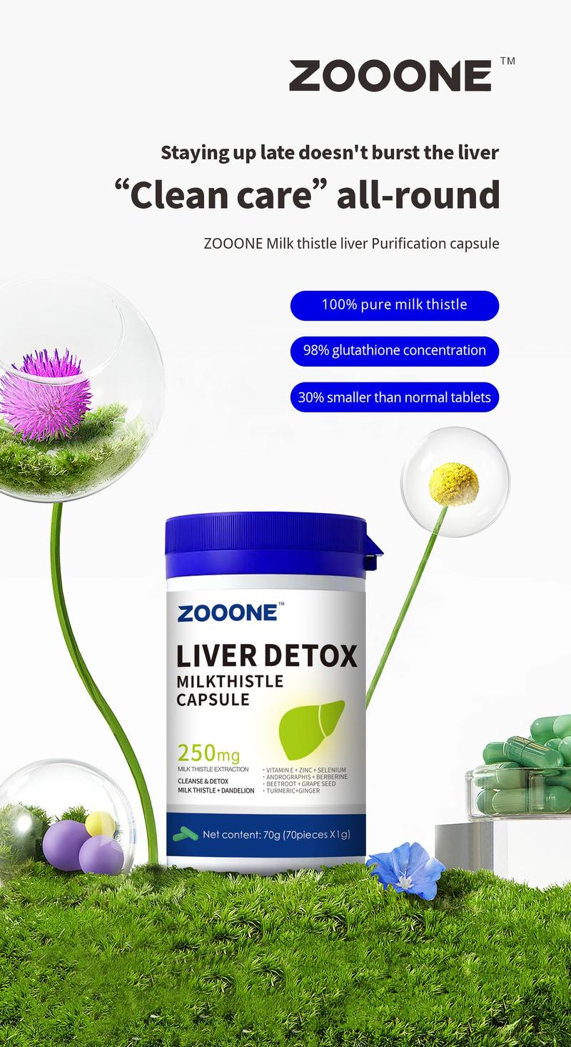 ZOOONE-Liver Cleanse Detox & Repair Formula - Herbal Liver Support Supplement with Milk Thistle Turmeric Dandelion Root & Artichoke Extract for Liver Health - Silymarin Milk Thistle Liver Detox Capsules C1