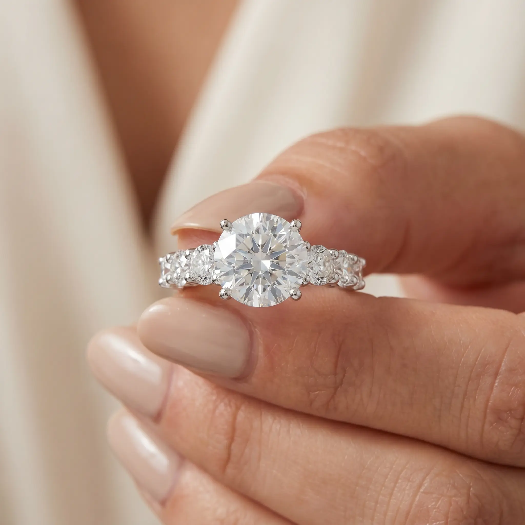 Certified 4Ct Diamond Engagement Ring 14k Gold Lab Grown