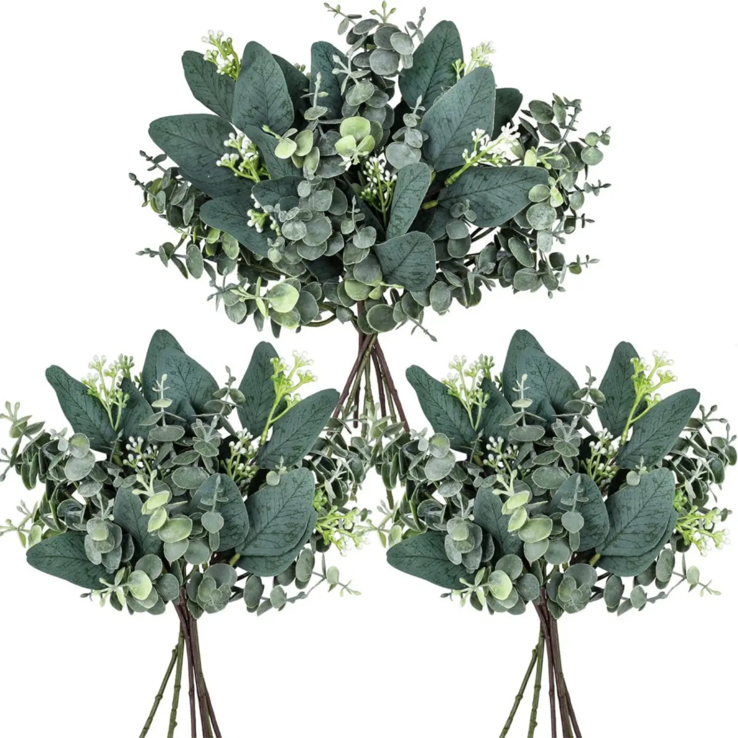 20Pcs Mixed Eucalyptus Leaves Stems Bulk Artificial Eucalyptus Leaves Sprays Faux Oval Eucalyptus Leaves with White Seeds Stems for Floral Wreath Garland Bouquets Arrangement Wedding Greenery Decoration - Home Improvement.