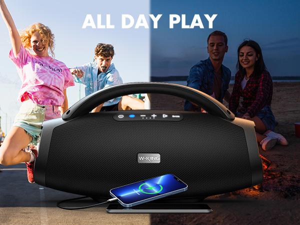 W-KING Flagship X20 Speaker, 330W Peak Loudest Boom Box, IP67 Waterproof Party Bluetooth Speaker with 7.5" Subwoofer, Massive Bass, Hi-Fi, Large Outdoor Wireless Speakers, EQ APP/Bass Boost/Fast Charge/24H/MIC&Guitar in/TF Weatherproof Loudspeaker System