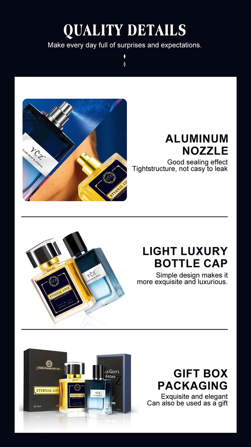 YCZ Men's Perfume Combo - Club Gent's Aroma 50ml & Carnival Eternal Love 75ml - Aromatic Woody & Spicy Woody Scent - Long Lasting EDP - Nightclub Must-Have - Premium Gift Set - Fragrance Intense & Long Lasting - Amber Oud