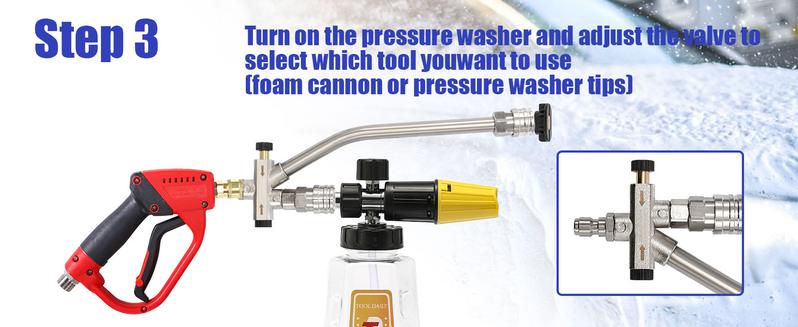 Tool Daily Foam Cannon Dual-Connector Accessory, Pressure Washer Double Tip Attachment for Soap Cannon, 5 Pressure Washer Sprayer Nozzles, 1/4" Quick Connect, ChristmasGift