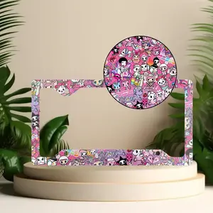 Tokidoki Pink License Plate Frame Durable Aluminum Tag for Vehicles & Decor