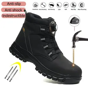 2026 NEW  .2026 NEW  .Steel Toe Shoes For Men New Rotary Buckle Work Boots Puncture-Proof Work industrial construction Safety Shoes Protective Indestructible soles Male Footwear Security Sneakers non-slip Roofing Shoes(GIFT)(GIFT)