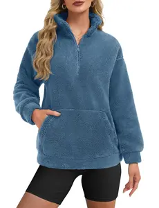 YUCOLEN Fleece Pullover Women Long Sleeve Fuzzy Half Zip Sweatshirt with Pockets Warm Winter Spring Jacket 2026 Trendy