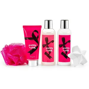 5-Pcs Fragrance Bath & Body Collection Valentines Gift Box, Includes Shower Gel, Body Lotion, Body Scrub, Bath Bomb & Sponge (Pretty in Pink) Aroma Vanilla