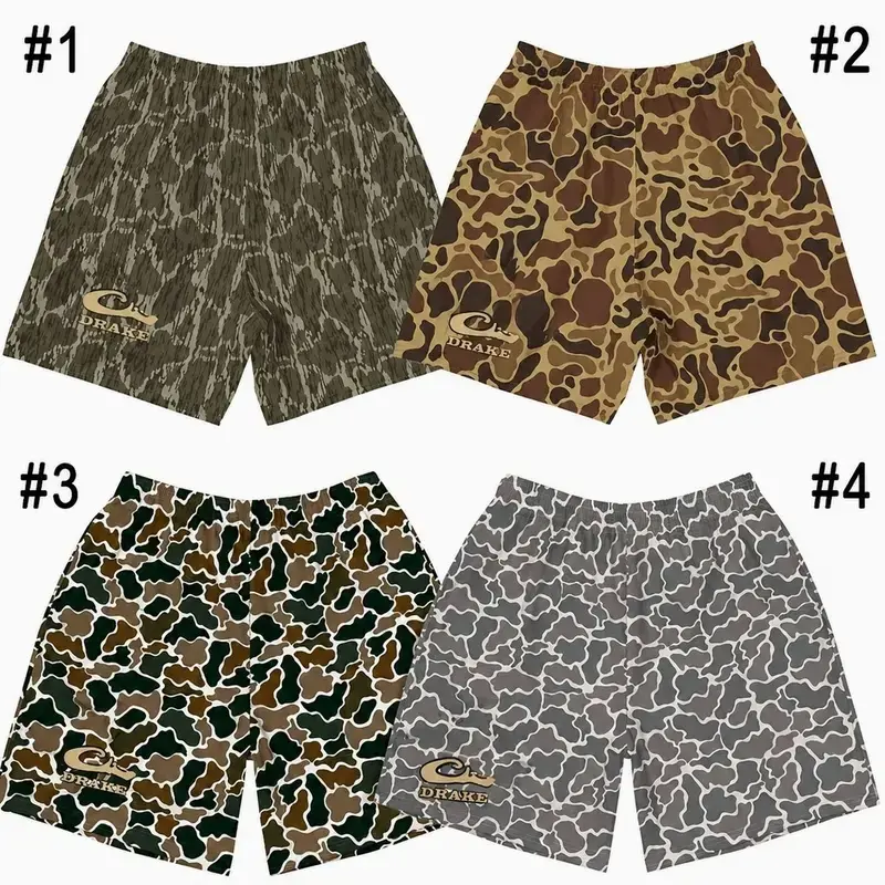 Drake Waterfowl Camo Athletic Shorts for Men, Quick Dry Hunting Shorts, Lightweight Outdoor Performance Shorts