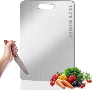Pure Titanium Cutting Board – 13.4x9 Inch Food-Grade Metal Chopping Board for Meat, Vegetables & Fruits, Non-Slip and Easy to Clean Kitchen Board