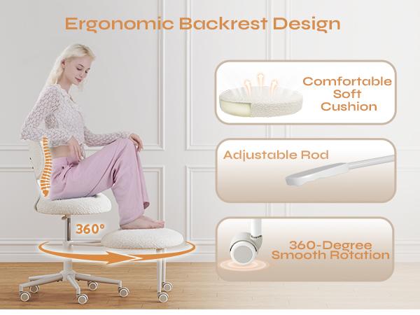 Pinmoco Egg-Shape Ergonomic Cross-Legged Swivel Chair - Adjustable Height, Back Support, Versatile for Home & Office Use, 360-Degree Swivel, Memory Foam Cushion, 5 Durable Casters