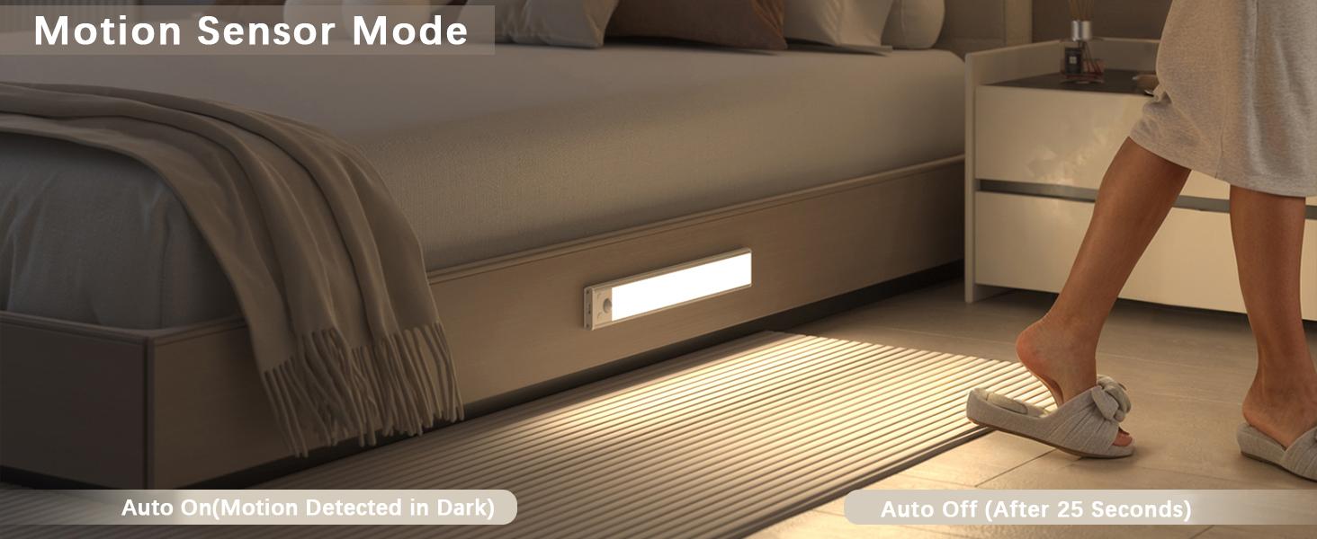 Under Cabinet Lighting 2/4 Pack, 50 LED USB Rechargeable Closet Lights of 11.81in, 2200mAh Battery Operated Motion Sensor Light Indoor, 50-150LM, 3 Color Temps Dimmable for Kitchen Stairs Wardrobe