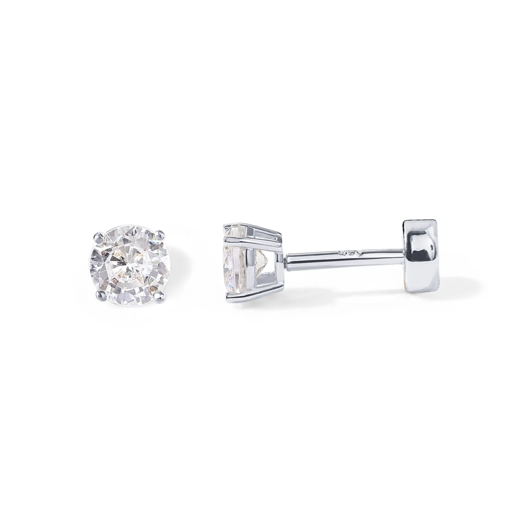 PAVOI 14K Gold Plated Sterling Silver Cubic Zirconia Stud Earrings for Women | Small Flat Back Earrings | Cartilage & Helix Piercing Jewelry