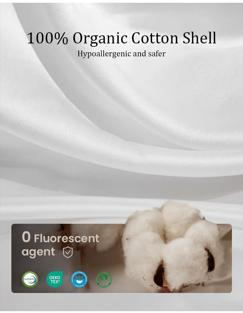 APSMILE Memory Goose Feather Down Pillow Set of 2 with Organic Cotton Cover Super Fluffy Cozy Hotel Collection for Side Back and Stomach Sleepers