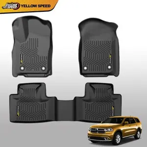 Yellow Speed Fit For 2016-2023 Dodge Durango Cherokee All Weather 3D Molded TPE Floor Mats Car Mats Truck Accessories Durable Non-Slip Design