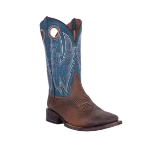 Circle G by Corral Men's Embroidered Blue & Brown Square Toe Boots L6084