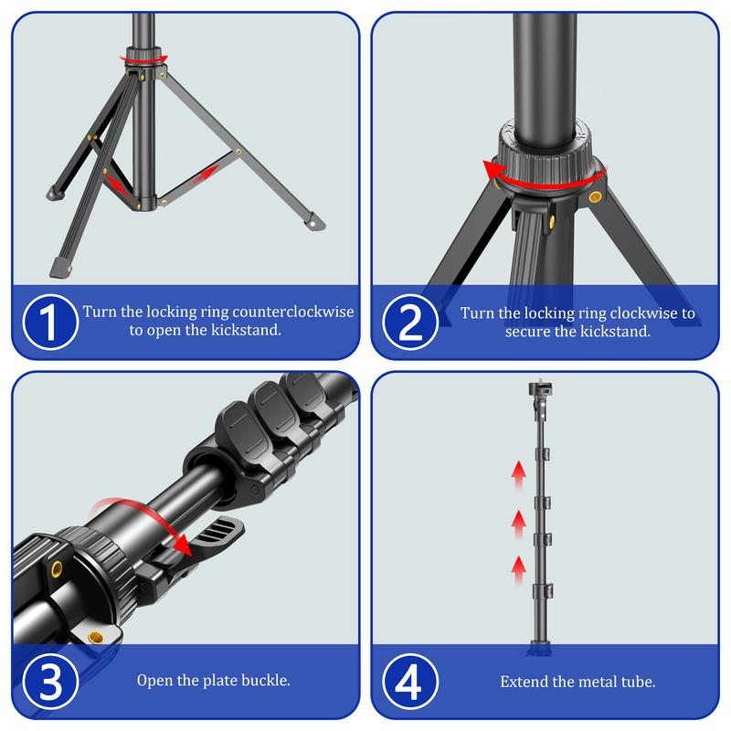 62" Adjustable Bluetooth Selfie Stick Tripod with Wireless Remote and Universal Phone Mount, Compatible with iPhone, Android, Cameras