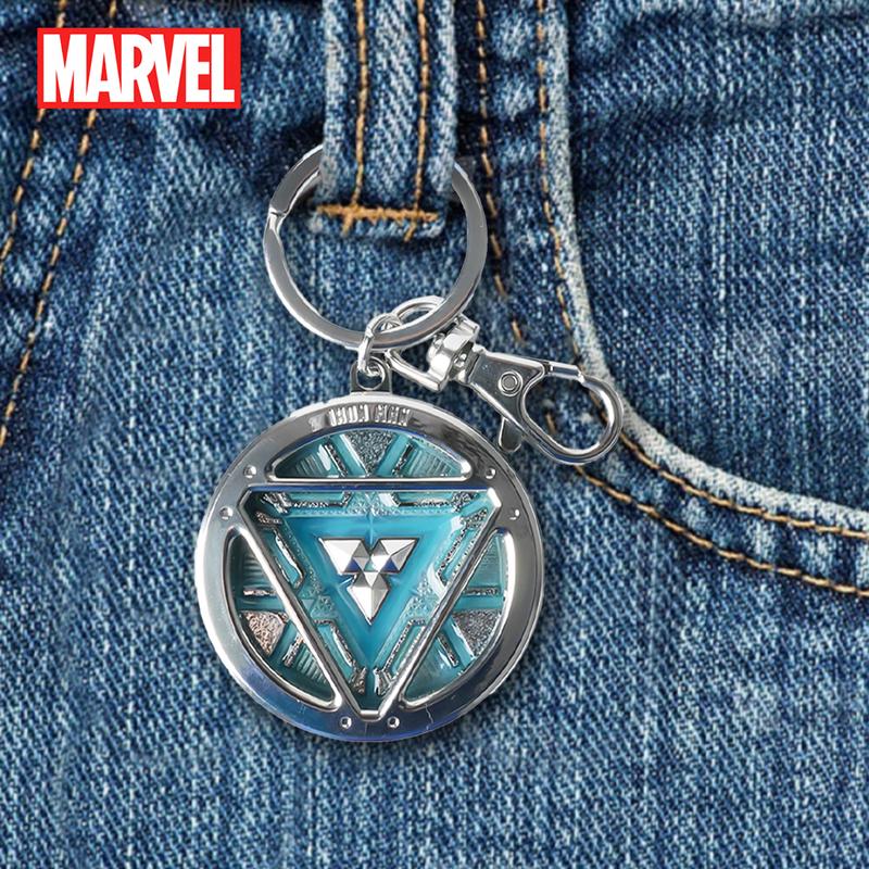 Marvel Iron Man Arc Reactor Doctor Strange Eye of Agamotto Metal Alloy Keychain 1pc Official License Colored Time Stone Container Pewter Keyring Glow in the Dark Power Core Bag Clip Pendant 3D Design Drop-proof Durable Accessory Collection Avengers Gift