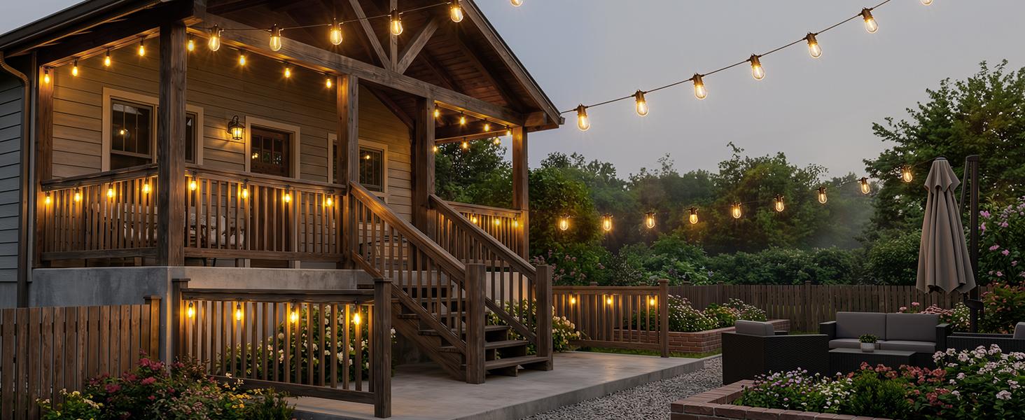 Minetom 100FT Solar String Lights Outdoor Waterproof, 31+2LED S14 Shatterproof Bulb, Patio Lights with Remote Type-C Port Timable, 3 Light Modes Dimmable Solar String Lights for Outside, Yard, Camping