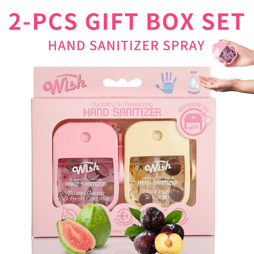 WISH 3 Box (2 Pcs Each) Hand Fragrance Spray, Travel Must Haves Hand Perfume Spray WithSilicone Protective Cover, Portable For Hydrating Power Mist With Fresh Fruity And FlowersScent, Hand Cleaning, Mini Travel Essential ltems