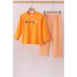 Premium Orange Tennessee football embroidery gingham pants set