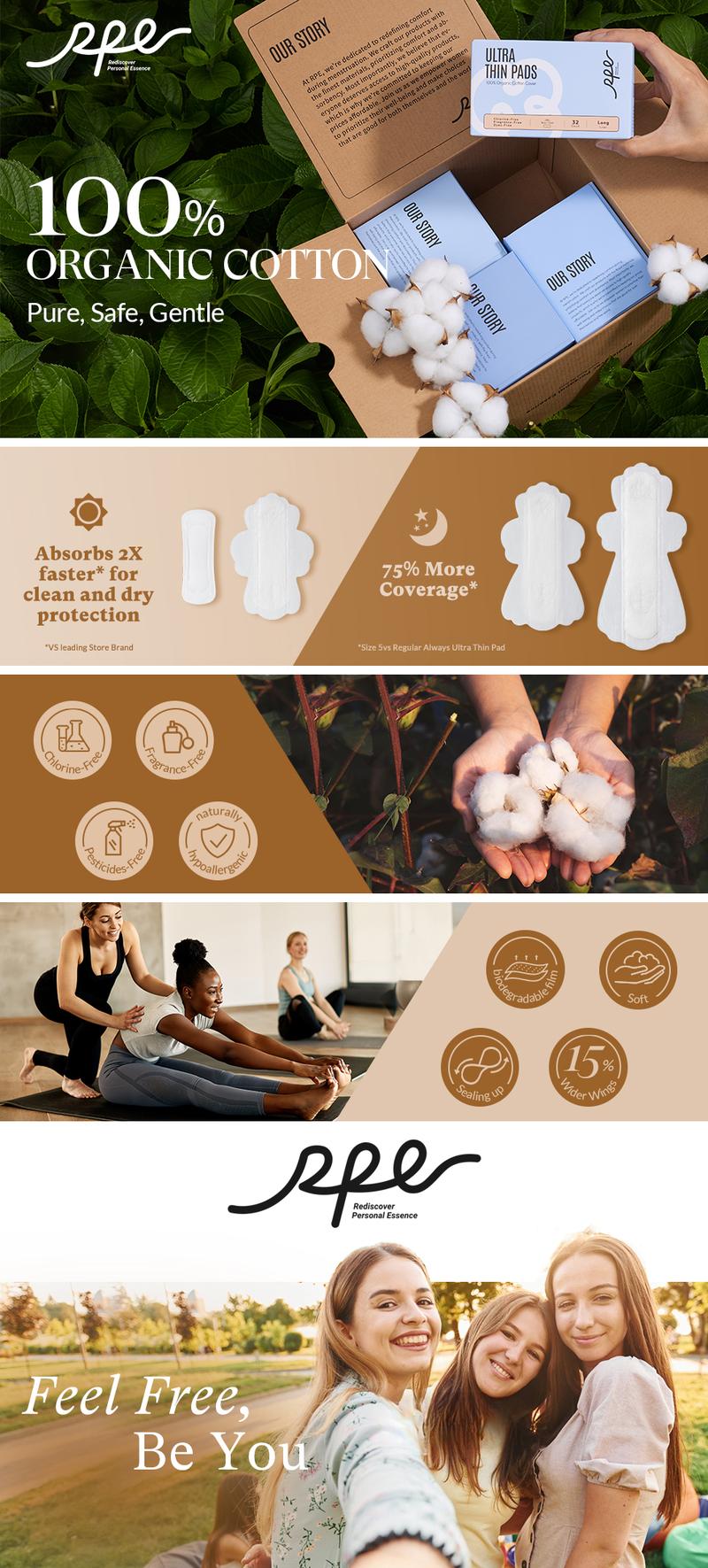 【Full Cycle Protection】RPE Life 100% Organic Cotton Pad Bundle, 78 Count, Ultimate Comfort for Every Day & Night!