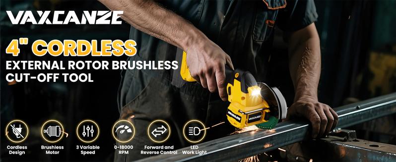 【No Batteries】 Cordless Cut Off Tool Compatible with Dewalt 20V Battery/ for Milwaukee M18 Battery/ Makita 18V Battery, 18,000 RPM Brushless Motor, 4" Blades (2pcs) with Dust Cover, 1.2mm Max Blade Thickness for Wood/Metal/Plastic