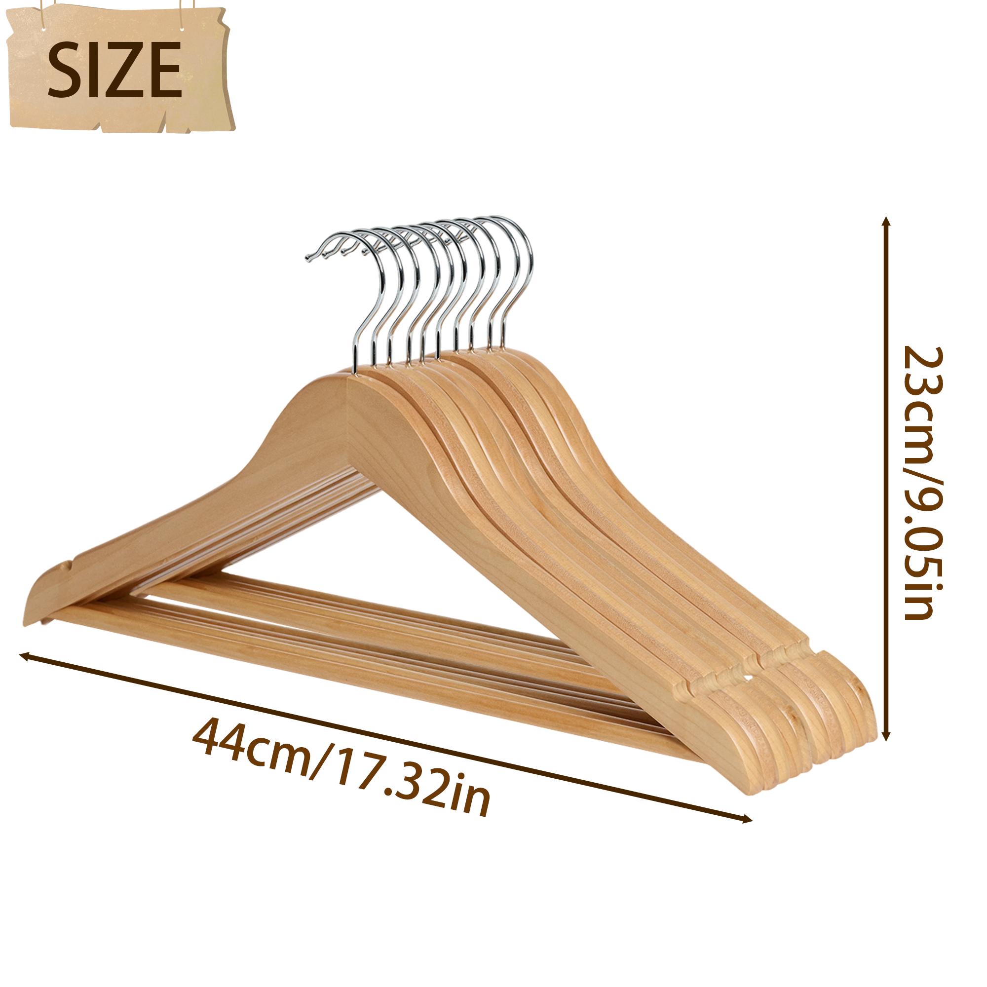BePatio 17.32in" Soild Wooden Coat Hangers,10~30 Pack Clothes Hangers ,Natural Wood Suit Hangers with Non Slip Pant Bar & 360 Degree Rotatable Hook ,Clothes Hangers for Shirts, Jackets, Dress, Pant, Perfect for your closet.