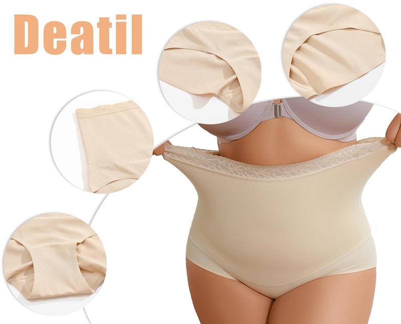 FINETOO Womens Lace High Waisted Tummy Control Underwear No Show Full Coverage Stretchy Boxer Briefs Comfy Hourglass Panties 3 Pack S-3XL Springtok