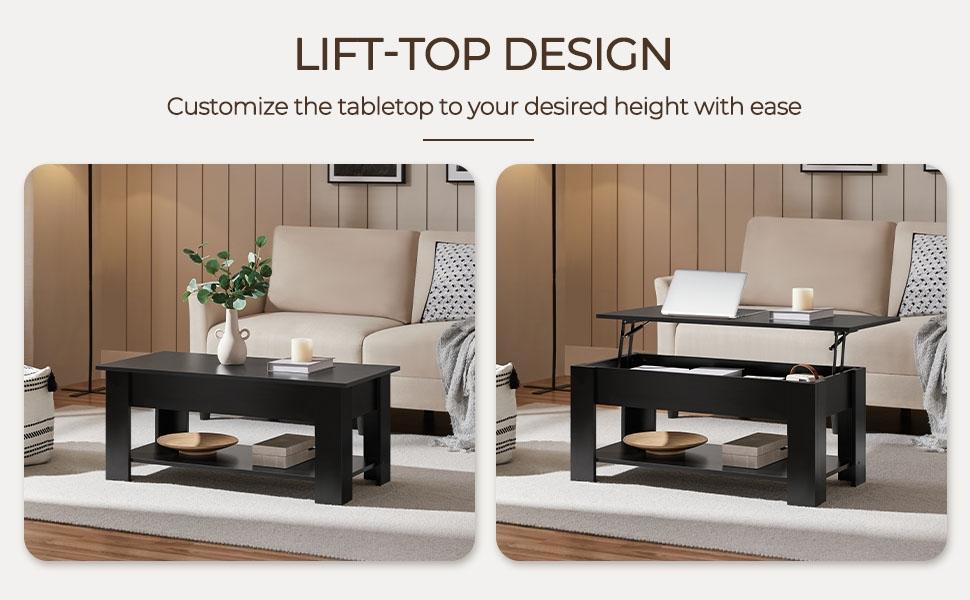 【On Sale】Yaheetech Lift Top Coffee Table Hidden Compartment & 2 Open Shelves Multipurpose Design Gas Lift Small Space Friendly Living Room/Office/Home Use 【On Sale】Yaheetech Lift Top Coffee Table Hidden Compartment & 2 Open Shelves Multipurpose Design Gas Lift Small Space Friendly Living Room/Office/Home Use