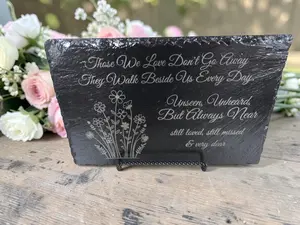 Engraved Slate Memorial Plaque with Black Metal Easel