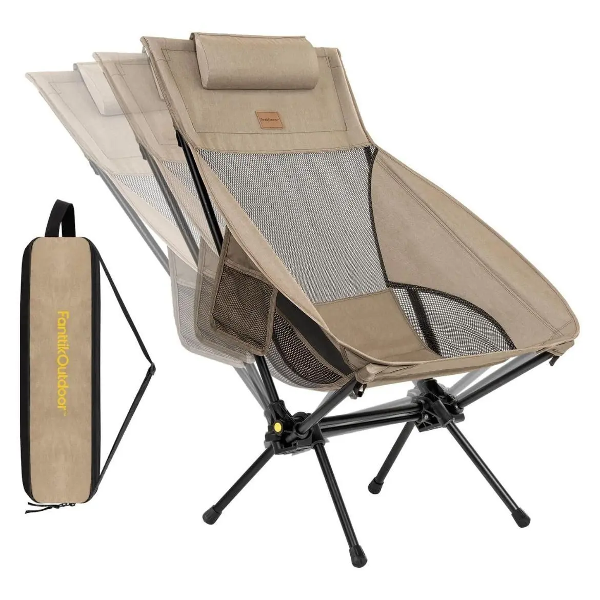 FanttikOutdoor Zeta L8 Max Camping Chair, Portable & Lightweight, Comfort-Driven Foldable Rocking Chair with Carry Bag for Camping, Hiking, Patio, Fishing, Support up to 250 lbs, Camping Lounger, Collapsible Folding Chair