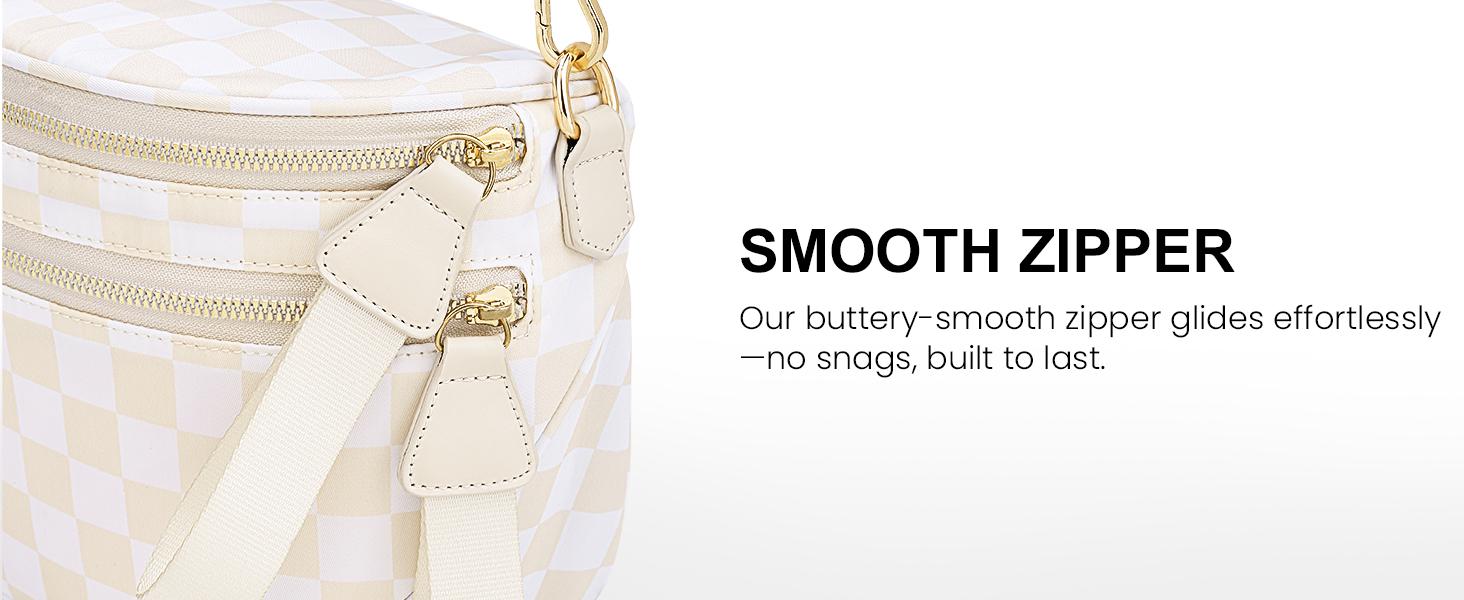 Jointlycreating Bum Bags for Women Checkered Crossbody Bag Nylon Lightweight Fanny Pack Large Belt Bag for Travel Slip On Design